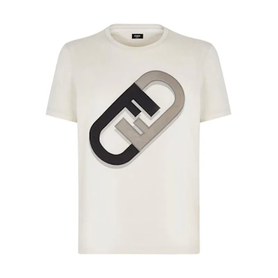 FENDI FW22 Geometric Print Crewneck Short Sleeve T-Shirt Men’s Off-White FY0894AL67F0QA0