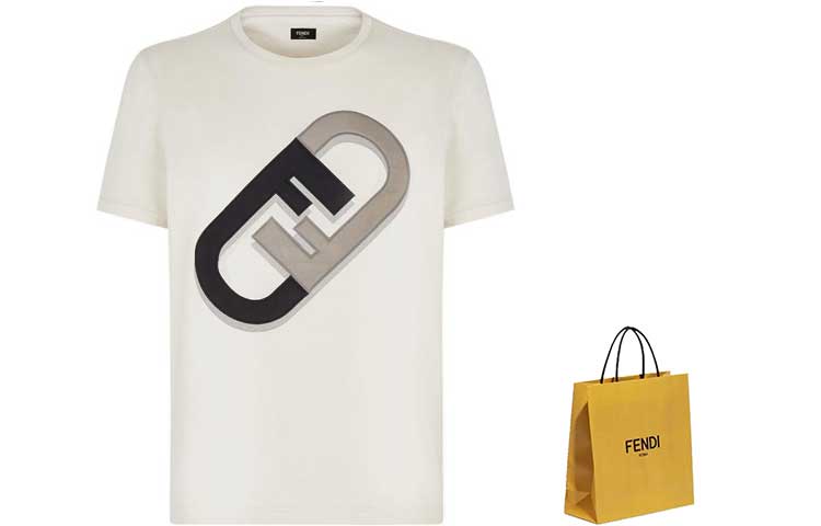 FENDI FW22 Geometric Print Crewneck Short Sleeve T-Shirt Men’s Off-White FY0894AL67F0QA0 圖 4