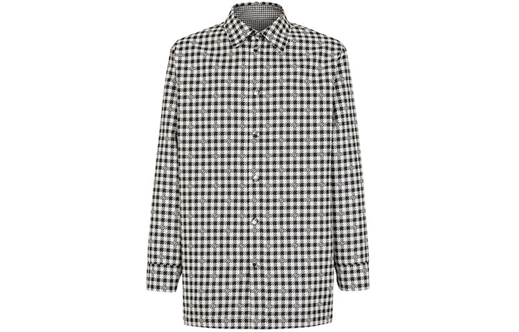 Fendi FW22 Houndstooth Reversible Button-Up Jacket Black Outerwear FW1077AL60F0ZE7