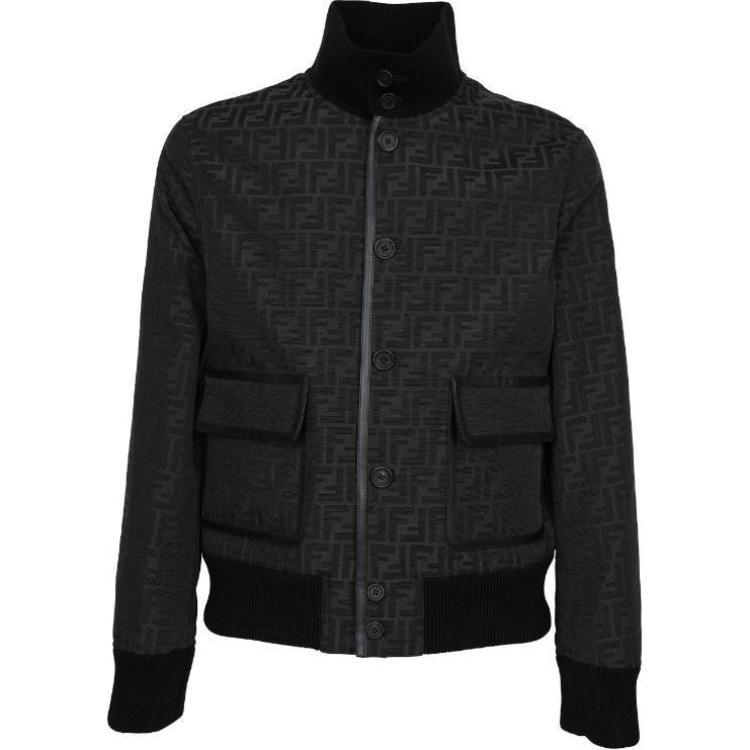Fendi FW22 Logo Monogram Zip-Up Jacket Black Outerwear FW1165AL07F0QA1