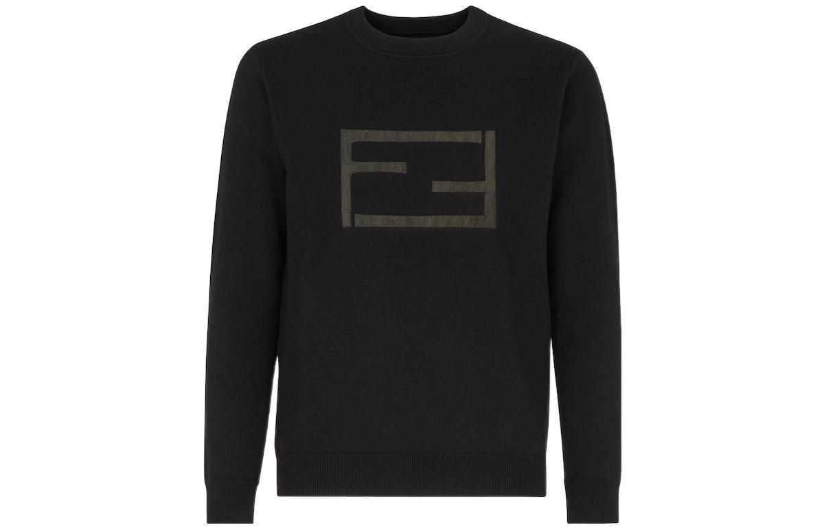 Order FENDI FW22 黑色拼紋長袖圓領針織毛衣 FZX116AM69F0QA1