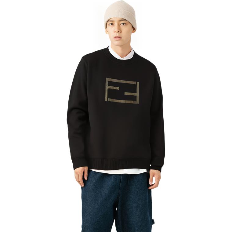 Purchase FENDI FW22 黑色拼紋長袖圓領針織毛衣 FZX116AM69F0QA1