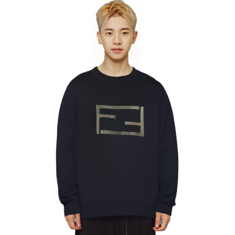 Details for FENDI FW22 黑色拼紋長袖圓領針織毛衣 FZX116AM69F0QA1