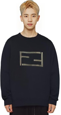 FENDI FW22 Patterned Knit Long-Sleeve Crewneck Sweater Black . FZX116AM69F0QA1 Details for FENDI FW22 Patterned Knit Long-Sleeve Crewneck Sweater Black . FZX116AM69F0QA1