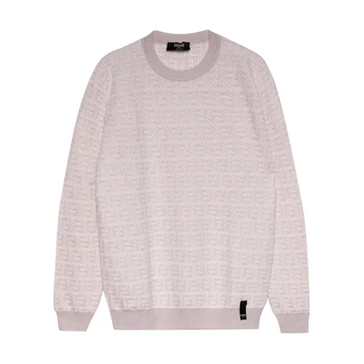 FENDI FW22 Pink Wool Crewneck Pullover Sweater Long Sleeve. FZX034AKFSF1HXT