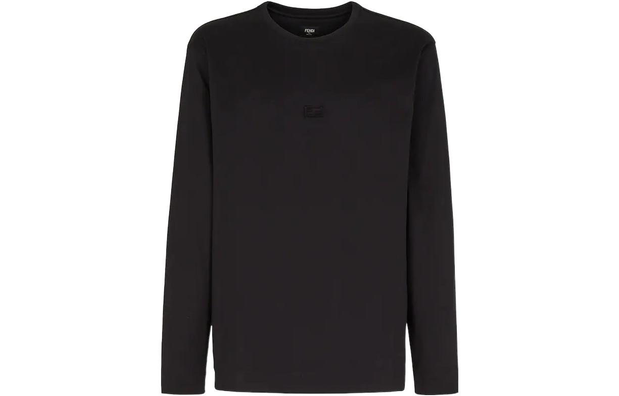 FENDI FW22 Plain Crewneck Long Sleeve Sweatshirt  Black FY1187AM7FF0QA1
