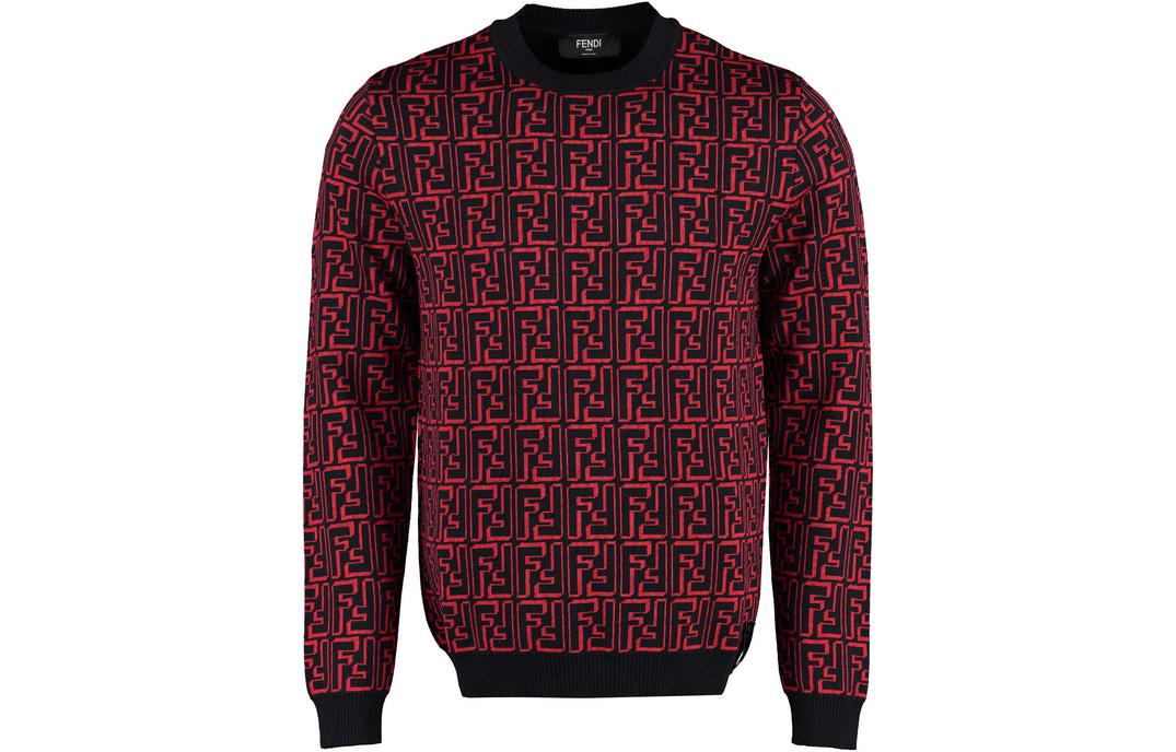 Order FENDI FW22 紅色Logo印花針織圓領毛衣 男士寬鬆版型 FZX009ALJZF0E1U