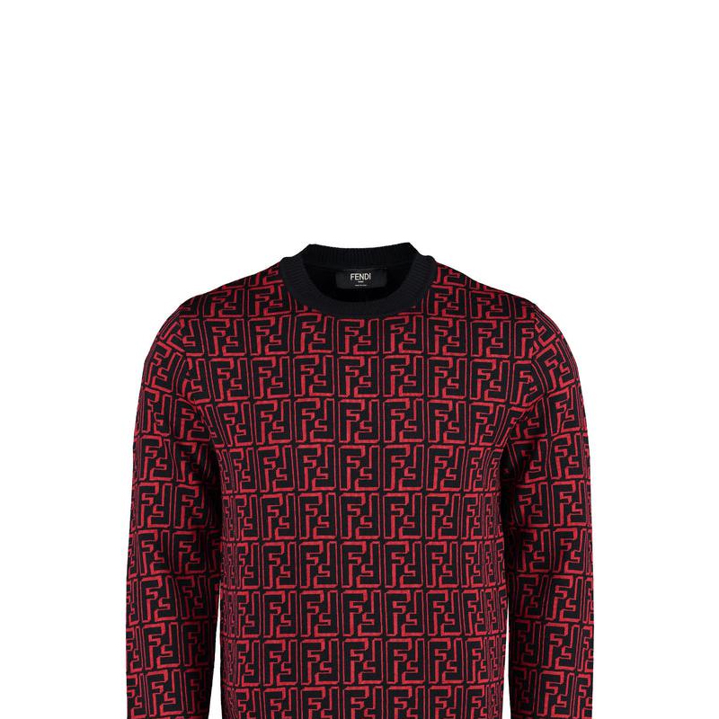 Details for FENDI FW22 紅色Logo印花針織圓領毛衣 男士寬鬆版型 FZX009ALJZF0E1U