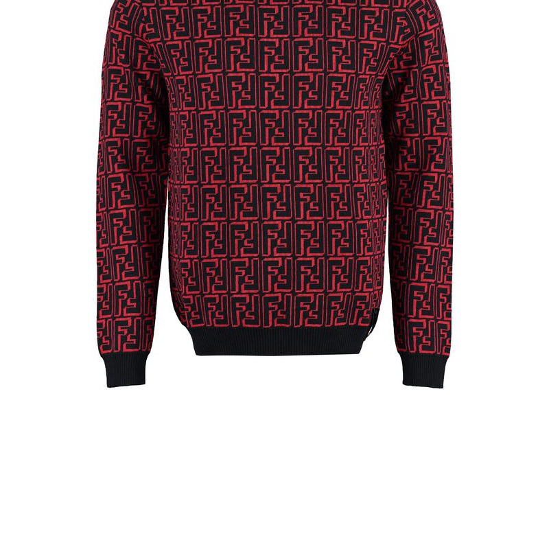 Sizing FENDI FW22 紅色Logo印花針織圓領毛衣 男士寬鬆版型 FZX009ALJZF0E1U