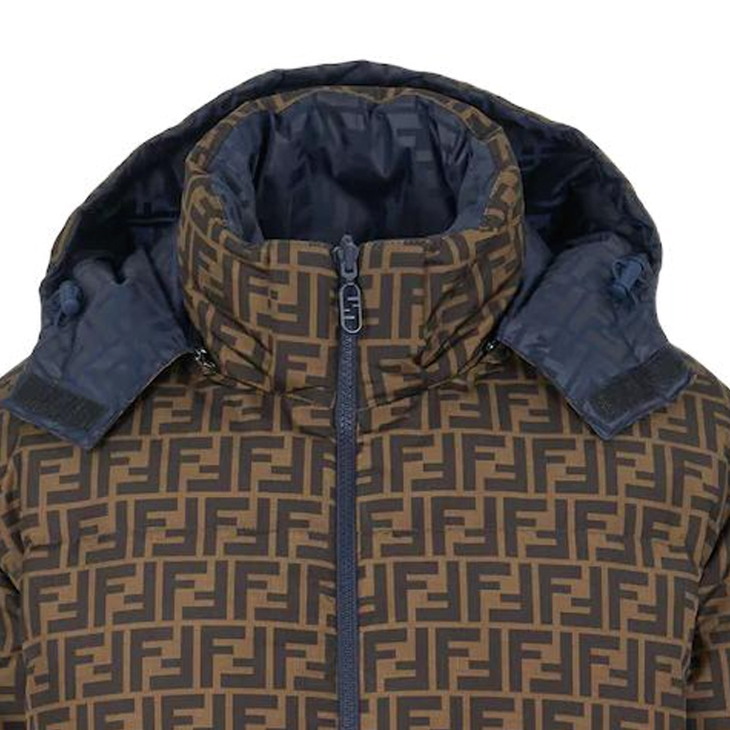 Sizing FENDI FW22蓝色可翻转男女羽绒服带可拆卸帽 FAN086AK8AF1IHG