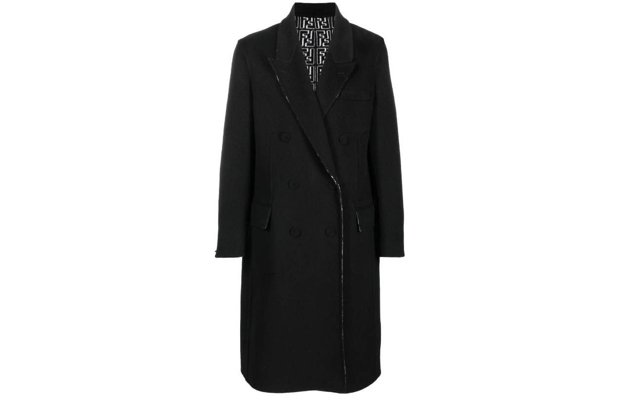 FENDI FW22 Reversible Logo Print Mid-Length Coat Black  Fashion. FF0622AL57F1I8O
