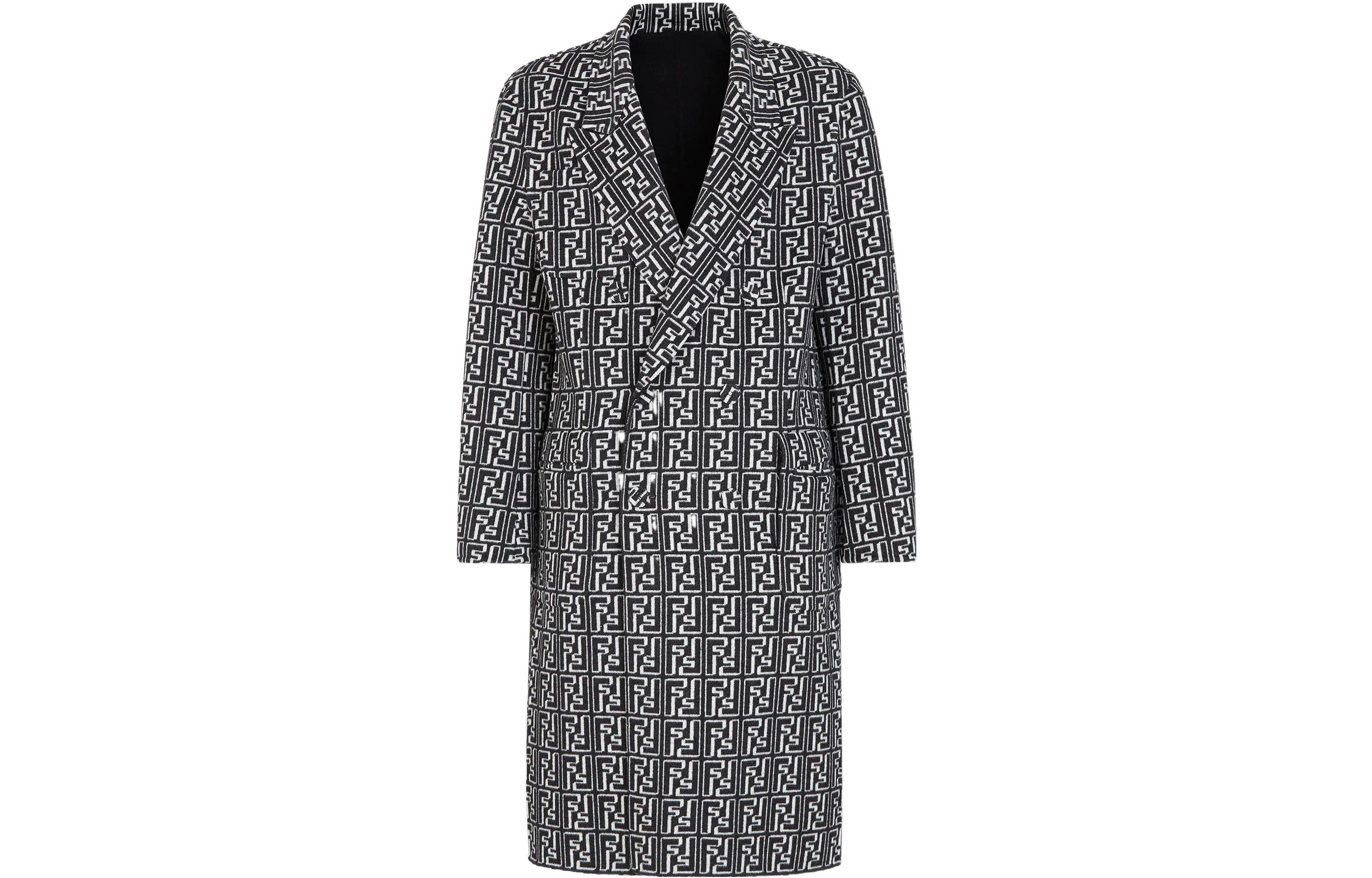 Shop FENDI FW22 Jaket Logo Reversible Panjang Sedang Hitam Fashion. FF0622AL57F1I8O