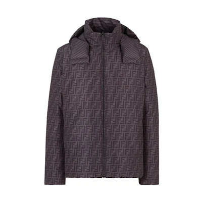 FENDI FW22 Reversible Logo Print Puffer Jacket Brown Outerwear. FAA582A79O-F0DS7
