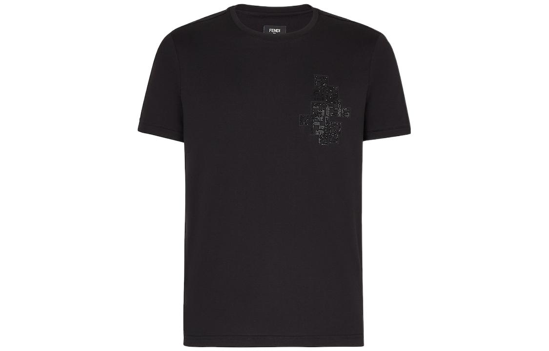 FENDI FW22 Solid Color Crewneck Short Sleeve T-Shirt Men’s Black FY0894A2F3F0QA1 圖 2