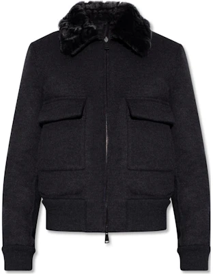 Fendi FW22 Solid Color Furry Collar Jacket Dark Gray FW1084AHBUF0MYM Buy Fendi FW22 Solid Color Furry Collar Jacket Dark Gray FW1084AHBUF0MYM
