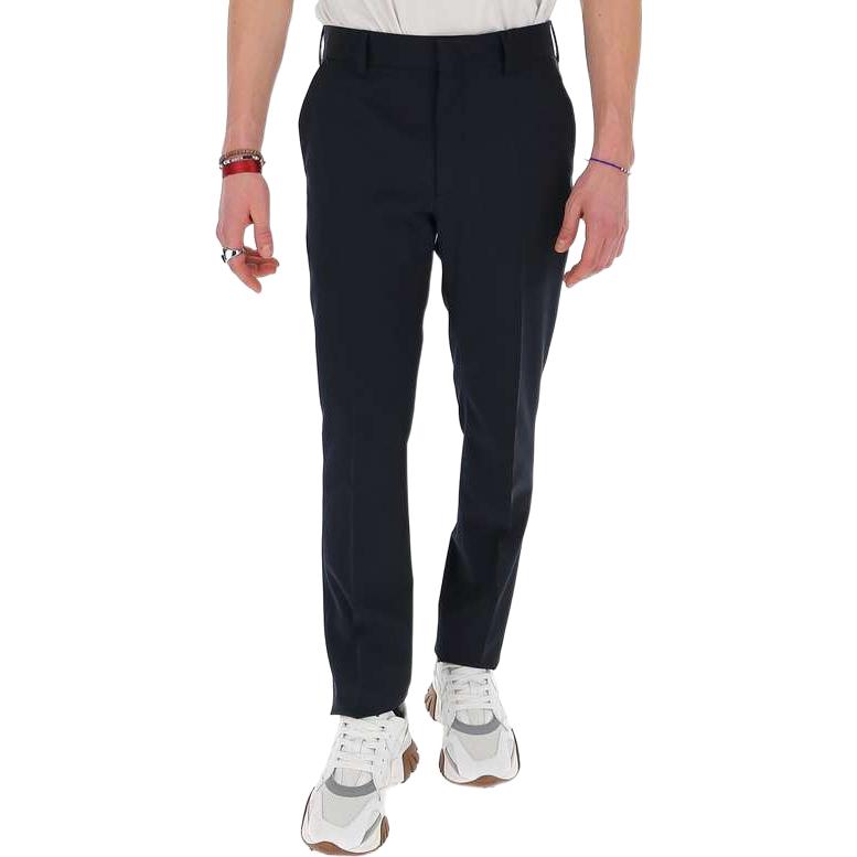 Shop 芬迪 FW22 男士纯色高腰修身长裤 深蓝色 FB0366AANGF0UV6