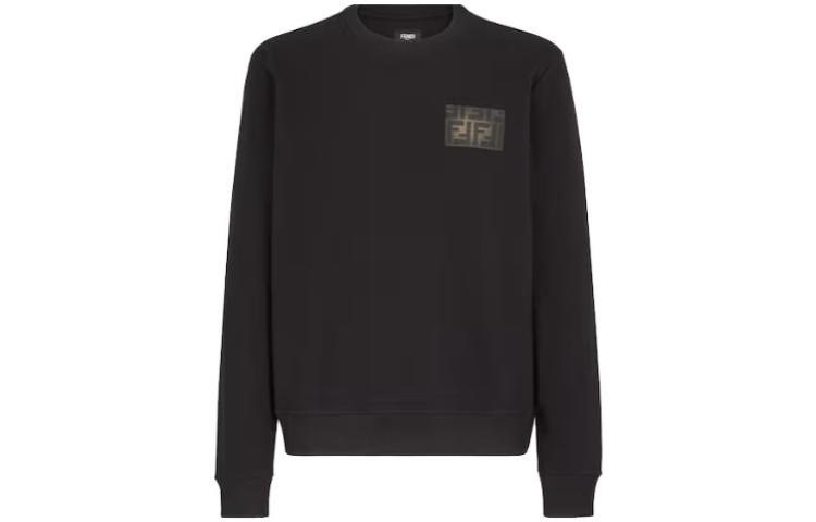 Order フェンディ FW23 ブラック ロゴ クルーネック スウェットシャツ 長袖. FY0178AQJ9F0QA1