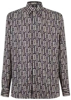 FENDI FW23 Black Monogram Long Sleeve Button-Up Shirt. FS1038AQIDF03LQ FENDI FW23 Black Monogram Long Sleeve Button-Up Shirt. FS1038AQIDF03LQ