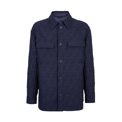FENDI FW23 Blue Monogram Button-Up Casual Jacket. FW1286AQMOF03LQ