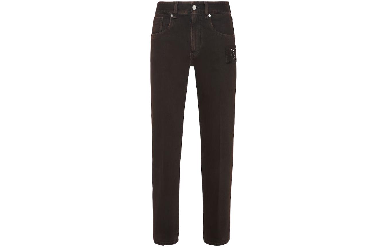 FENDI FW23  Brown Straight-Leg Jeans with Zipper Side Pocket and Patch. FLP288APSXF0QD5