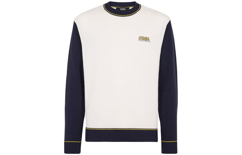 Order FENDI FW23 Baju Sweater Pullover Logo Crewneck Putih Loose-Fit. FAE544APX7F1II8