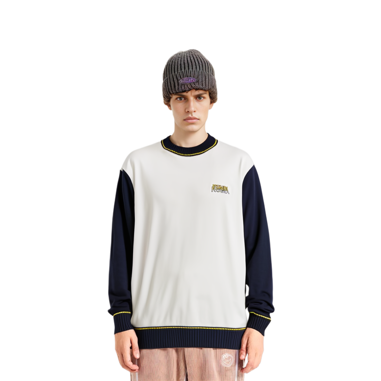 Details for FENDI FW23 Baju Sweater Pullover Logo Crewneck Putih Loose-Fit. FAE544APX7F1II8