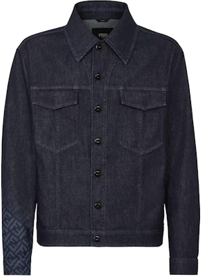 FENDI FW23 Jaket Denim Lelaki Logo Gradient Cetak Biru Single-Breasted FW0428AQLUF0QA2 Order FENDI FW23 Jaket Denim Lelaki Logo Gradient Cetak Biru Single-Breasted FW0428AQLUF0QA2