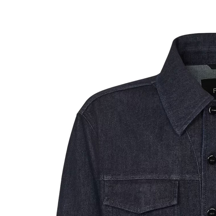 Purchase FENDI FW23 Jaket Denim Pria Biru Logo Gradasi Single-Breasted FW0428AQLUF0QA2