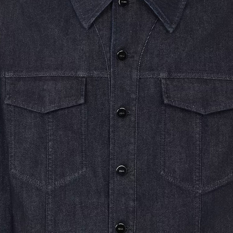 Details for FENDI FW23 Jaket Denim Pria Biru Logo Gradasi Single-Breasted FW0428AQLUF0QA2