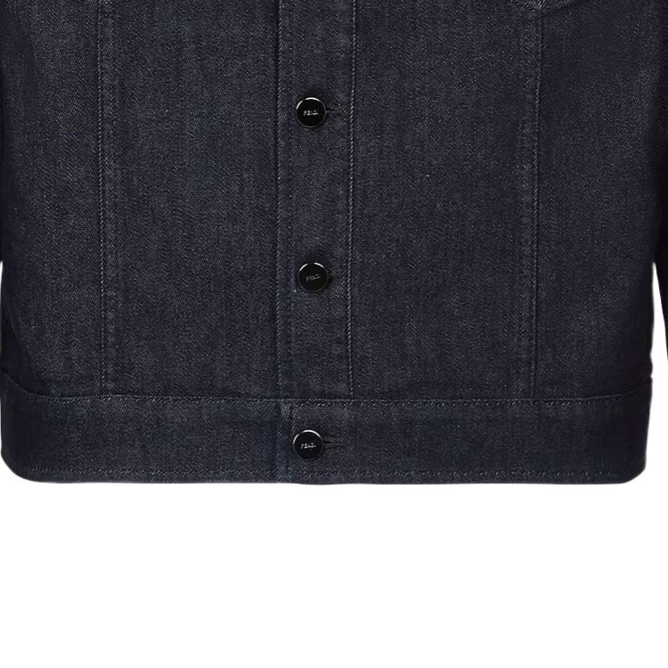 Sizing FENDI FW23 Jaket Denim Pria Biru Logo Gradasi Single-Breasted FW0428AQLUF0QA2