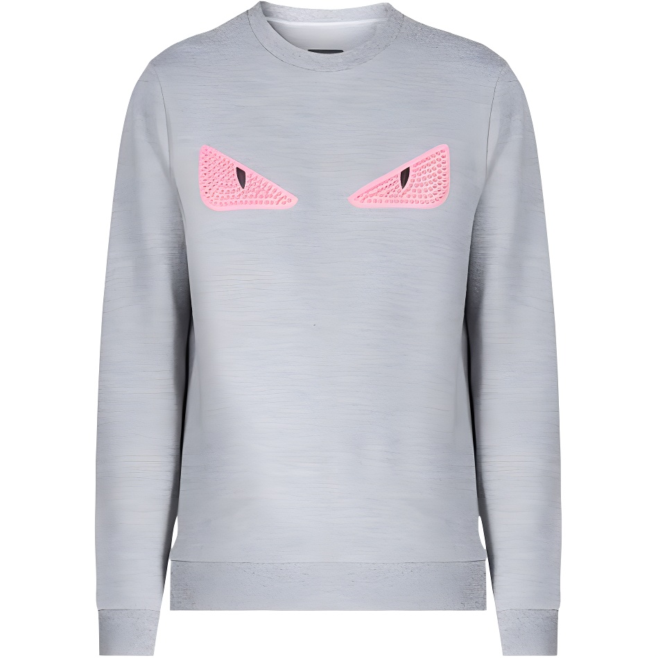 Fendi FW23 Logo Eyes Print Crewneck Sweatshirt Grey FY0829SV4FOQZ0