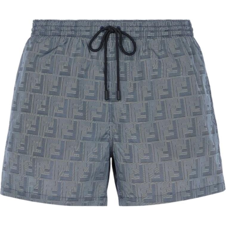 FENDI FW23 Monogram Drawstring Beach Shorts  Blue. FXB077APXHF0V6W