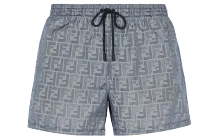 Order 芬迪 FW23 蓝色满印抽绳沙滩短裤 FXB077APXHF0V6W