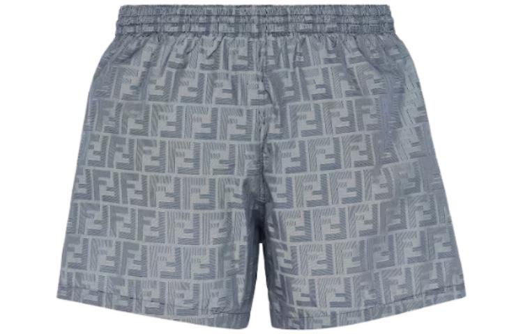 Lookbook 芬迪 FW23 蓝色满印抽绳沙滩短裤 FXB077APXHF0V6W