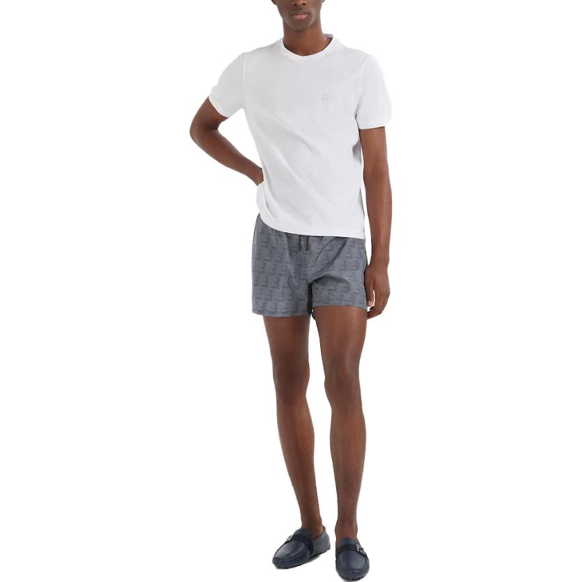 Shop 芬迪 FW23 蓝色满印抽绳沙滩短裤 FXB077APXHF0V6W