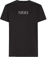 FENDI FW24 Black Crewneck T-Shirt with Embroidered Letter Pattern. FY1319ASE7F0QA1 FENDI FW24 Black Crewneck T-Shirt with Embroidered Letter Pattern. FY1319ASE7F0QA1