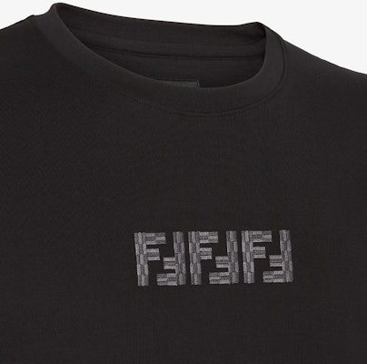 FENDI FW24 Black Crewneck T-Shirt with Embroidered Letter Pattern. FY1319ASE7F0QA1 Shop FENDI FW24 Black Crewneck T-Shirt with Embroidered Letter Pattern. FY1319ASE7F0QA1