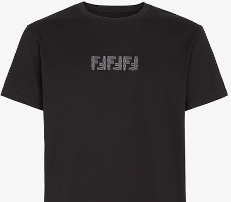 FENDI FW24 Black Crewneck T-Shirt with Embroidered Letter Pattern. FY1319ASE7F0QA1 Purchase FENDI FW24 Black Crewneck T-Shirt with Embroidered Letter Pattern. FY1319ASE7F0QA1