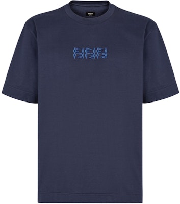 FENDI FW24 Blue Embroidered Lettering Crewneck Casual T-Shirt FY1319ASE7F0QB0 Buy FENDI FW24 Blue Embroidered Lettering Crewneck Casual T-Shirt FY1319ASE7F0QB0