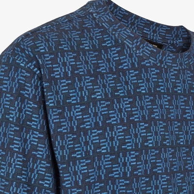 FENDI FW24 Pattern Print Loose Fit Crewneck T-Shirt Men’s Blue FY0936ASDRF0H5A Details for FENDI FW24 Pattern Print Loose Fit Crewneck T-Shirt Men’s Blue FY0936ASDRF0H5A