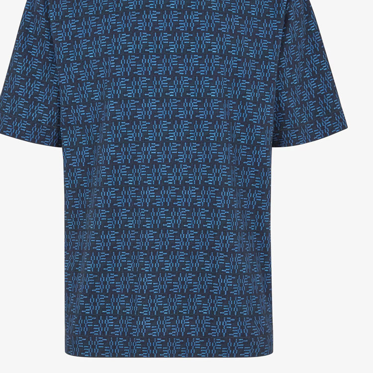 Sizing FENDI FW24 Baju-T Lelaki Corak Longgar Crewneck Biru. FY0936ASDRF0H5A