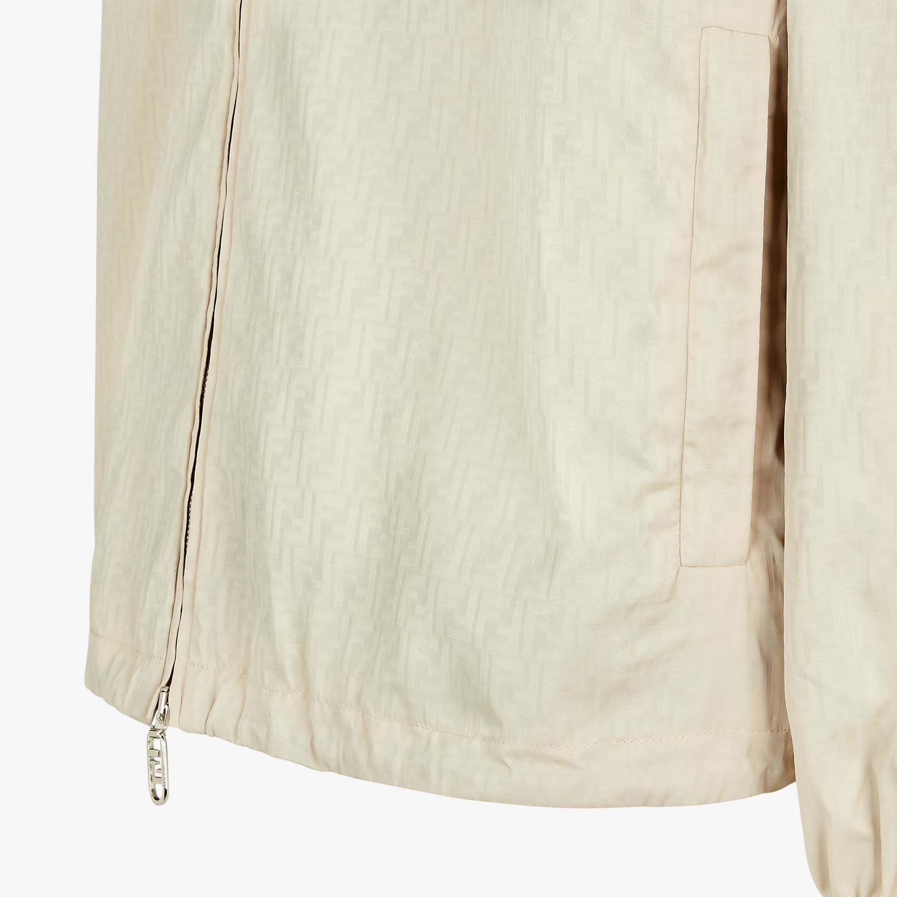 Shop Fendi FW24 白色Logo連帽長袖拉鍊外套 FAA935ARYJF0GQK