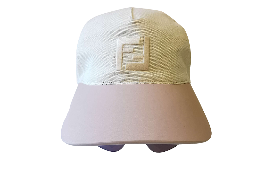 Order Topi Visor Kulit Asli Fendi dengan Cermin Mata Warna Merah Jambu Beige. FE40022U-0059U