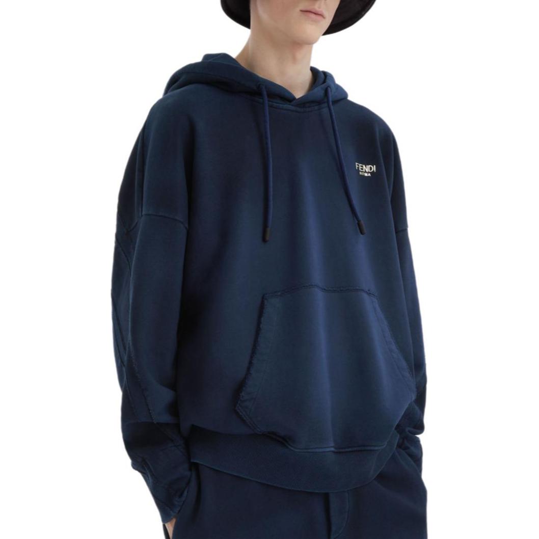 Shop FENDI Gradient Logo Long Sleeve Sweatshirt Blue for Men. FY1253APM7F0QC7