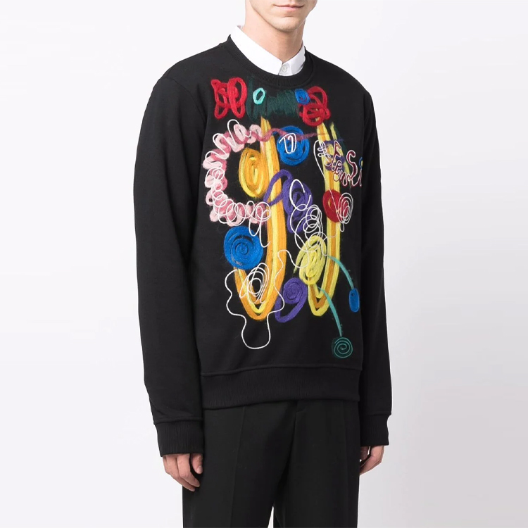 Shop 芬迪涂鸦圆领长袖卫衣 黑色 FY0178AH0RF0QA1