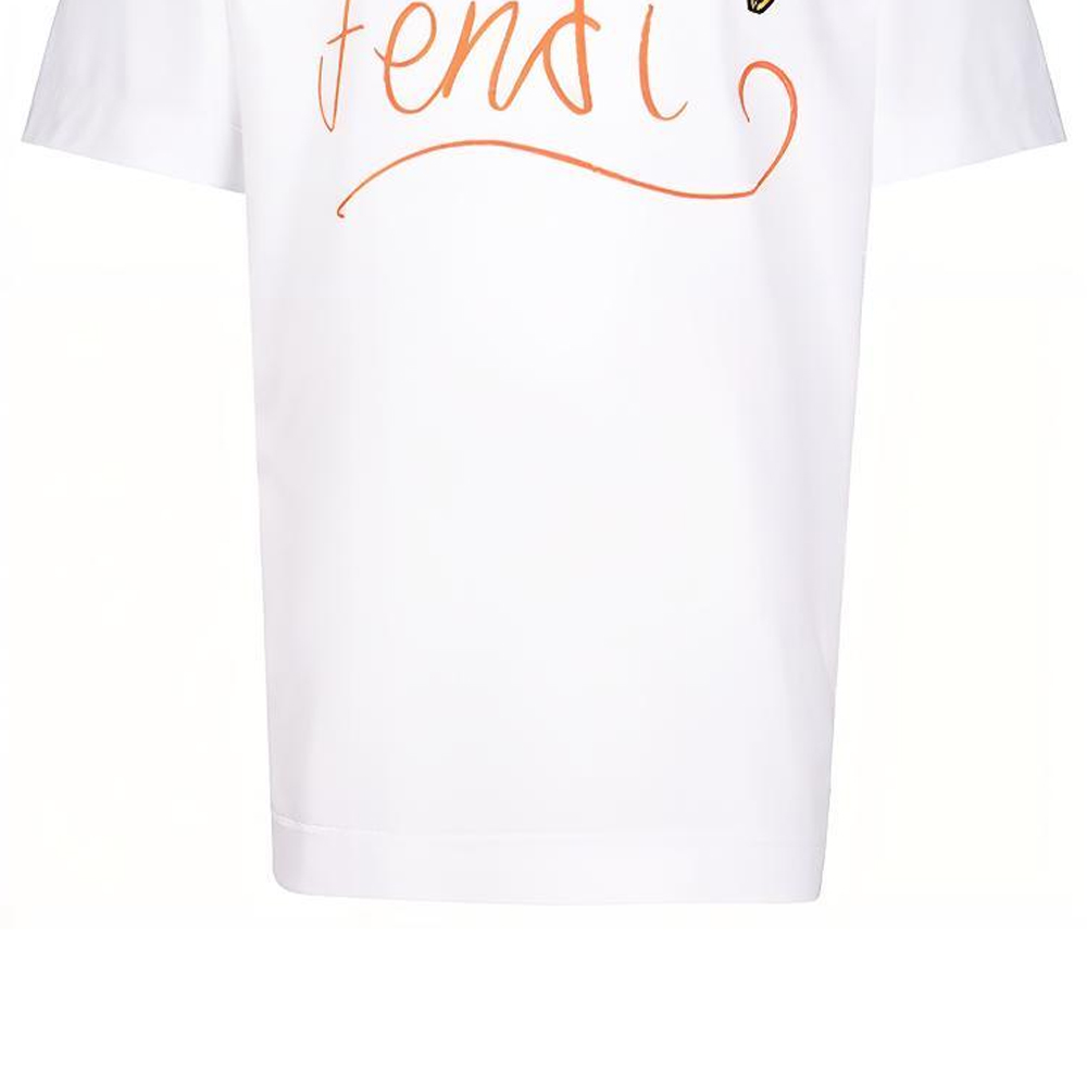 Sizing 펜디 그래피티 프린트 루즈핏 화이트 반팔 티셔츠. FY0936AH13F0UF6