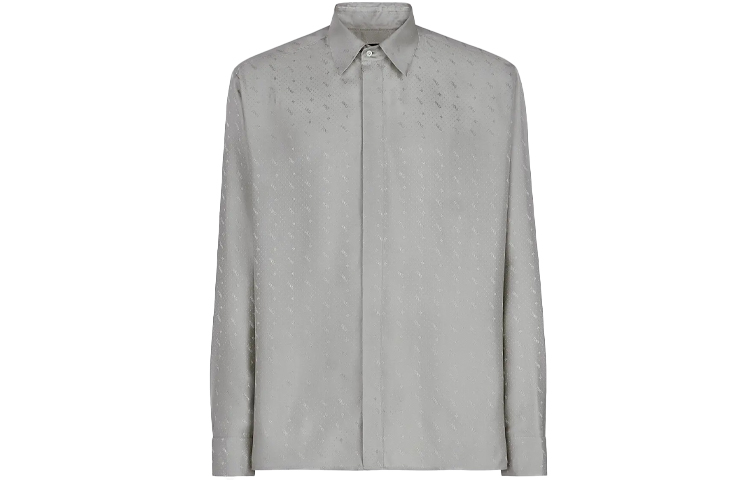 FENDI Grey Long-Sleeve Shirt with Logo Print and Single-Breasted Design. FS0808AH20F0HH3