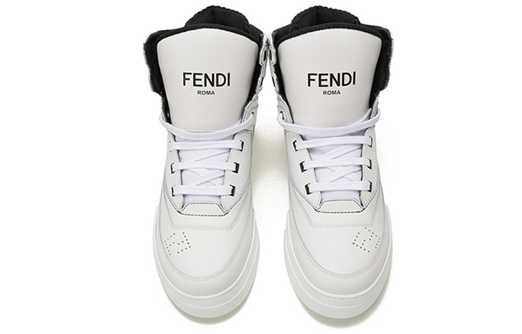 Shop Fendi High-Top Kasut Fesyen Ikat Tali 'Kulit Putih' 7E1397SNYF14GC