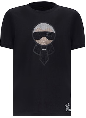 Camiseta Negra FENDI Karl Lagerfeld Cartoon con Cristales. FY06261YNF0QA1 Buy Camiseta Negra FENDI Karl Lagerfeld Cartoon con Cristales. FY06261YNF0QA1