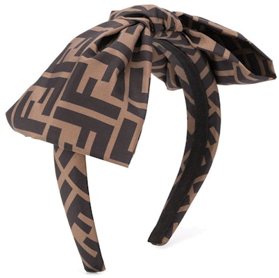 FENDI Kids Brown Polyester Headband with Bow Logo Design. JFP206-A8XW-F0TP0 Order FENDI Kids Brown Polyester Headband with Bow Logo Design. JFP206-A8XW-F0TP0